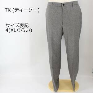 TK (ティーケー)　スラックス　XL　グレー　無地　ウエストゴム