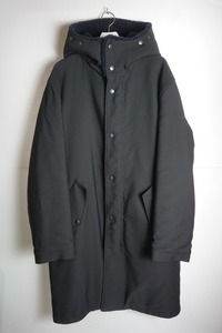 美品 正規 16AW BALENCIAGA バレンシアガ 431165 TSD09 ムートン ボア フード ミリタリー モッズ コート M-51 デムナ期 黒48 本物1224N▲