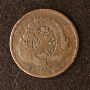 KM#Tn10/ローワー・カナダ 1 ペニー銅貨（1837）[E2742]コイン