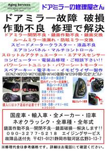 BENZ　W202　ドアミラー 開閉不良・作動不良 修理で解決！！全車種・全年式対応します。