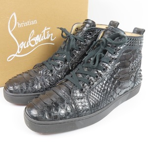 42129★1円スタート★Christian Louboutin クリスチャンルブタン 極美品 ハイカット 靴 シューズ 蛇 ヘビ革 43 28cm スニーカー パイソン