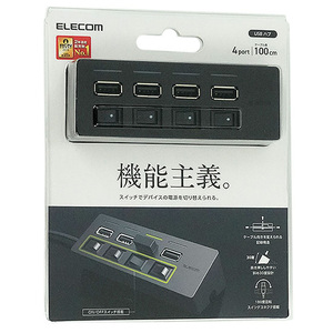 ELECOM エレコム製 機能主義USBハブ スイッチ付き4ポート U2H-TZS428BBK ブラック [管理:1000015814]