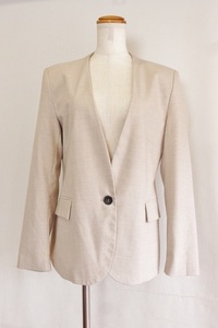 ZARA ザラ ノーカラー　ジャケット EUR38 ライトベージュ