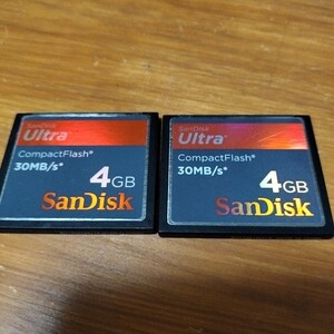 ◆ コンパクトフラッシュ（CFカード）4GB　２枚　Ultra（30MB/s） SanDisk サンディスク Used CompactFlash Card