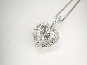 1/美品 K18WG ハートダイヤ1.254ct(H-I1) ネックレス