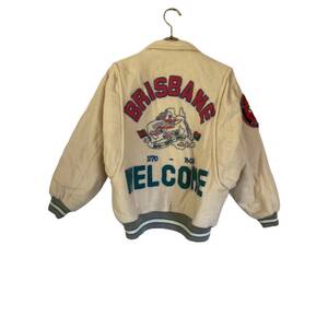 90’ｓvintage BRISBANE中綿入りwoolスタジャン　白　M