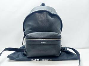 美品　SAINT LAURENT PARIS　サンローラン シティ　ロゴ　 バックパック　リュックサック　レザー　ナイロン　黒　508548