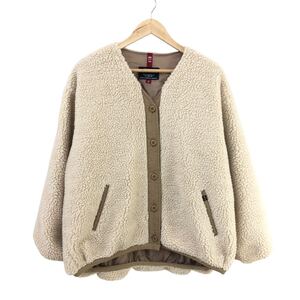 Nm265-23 ALPHA INDUSTRIES アルファインダストリーズ ボア フリース ノーカラー ジャケット ブルゾン 上着 羽織り アウター ベージュ M