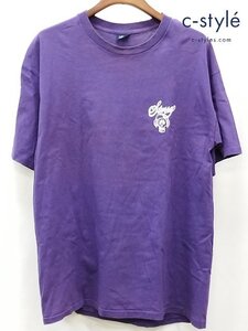 U530a [人気] STUSSY ステューシー 90s 中期 Tシャツ 半袖 XL パープル 紺タグ スカルロゴ プリント COTTON100％ | トップス U