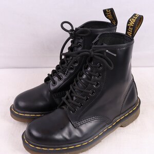 ドクターマーチン UK6/24.5cm～25.0cm/8ホール 黒 ブラック レザー メンズ レディース drmartens 中古 中古 dh4159