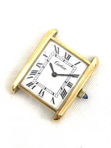 Cartier カルティエ タンク 白文字盤 18K GE スクエア 手巻 腕時計