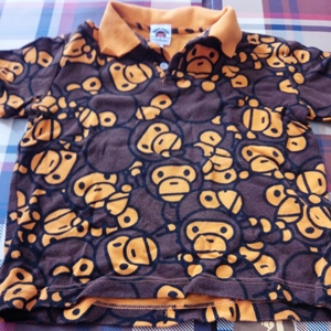 BAPE キッズ　マイロポロシャツ　130サイズ　古着　シャーク　ベイプ　A BATHING APE エイプ　