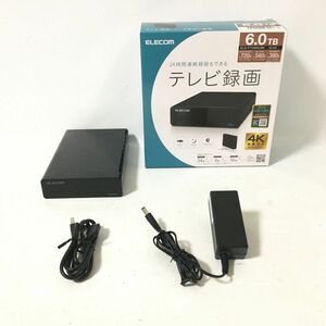 ★使用時間少なめ！動作確認済★ELECOM エレコム テレビ録画 USB 外付けハードディスク 6TB HDD ELD-FTV060UBK USB3.2 Gen1 4K対応