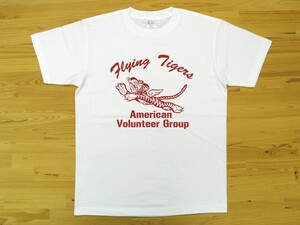 フライング・タイガース 白 5.6oz 半袖Tシャツ 赤 L ミリタリー AVG Flying Tigers U.S. AIR FORCE