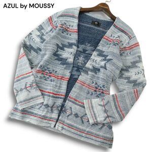 AZUL by MOUSSY アズール マウジー 秋冬 ウォッシュ加工★ ネイティブ コットン ニット カーディガン 羽織り Sz.XL メンズ 　A4T13758_C#K