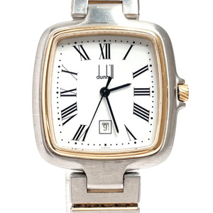 ダンヒル Dunhill 腕時計 コンビ ステンレススチール シルバー ゴールド スクエアフェイス クオーツ ホワイト