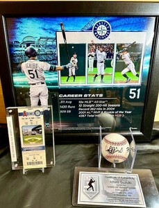 イチロー選手激レア日米通算NPB最多安打3086本ヒット記念直筆サインボールシリアル7＆イチローキャリアプレート、当日券、セット大谷翔平