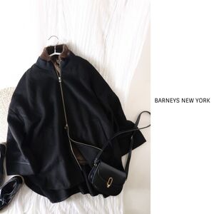 バーニーズ ニューヨーク BARNEYS NEW YORK☆ファーベスト付き ダブルジップ ウールブルゾン フリーサイズ☆M-S 7493