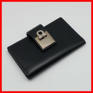 正規品 フェラガモ Ferragamo 6連キーケース 6-Key case Gancin ガンチーニ オールレザー All Leather 黒 Black Authentic Mint