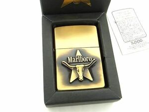 ■新品■未使用■ ZIPPO ジッポー ヴィンテージ Marlboro マルボロ ロングホーン 1993年製 オイルライター ゴールド系 BM1975