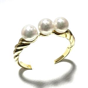 【8号・3連真珠】ミキモト　MIKIMOTO　レディース　指輪　リング　ベビーパール　ゴールド