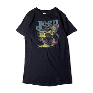 80s USA製 Jeep プリント 半袖 Tシャツ L 黒 / 80年代 アメリカ製 ビンテージ ジープ 企業物 企業 ブラック シングル