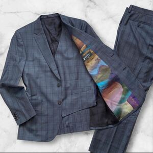 【極美品/現行モデル】 Paul Smith スリーピース スーツ セットアップ DORMEUIL社 SOHO FIT メンズ XL 大きいサイズ グレー ポールスミス