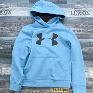 UNDER ARMOUR アンダーアーマー キッズ ビッグロゴ 裏起毛 パーカー YXS 青