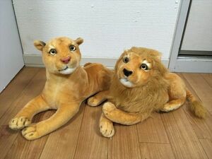 ★アニマルワールド ぬいぐるみ　ライオン オス メス 2個セット まとめて　リアル 動物 [DE]