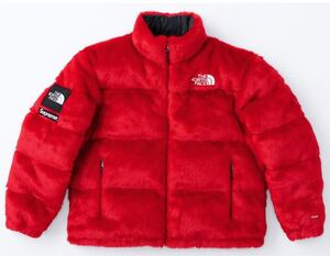 新品未使用Supreme North Face Faux Fur Nuptse red M シュプリーム ノースフェイル ファー ヌプシ ダウンジャケット　赤　レッド