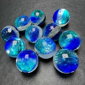 カビラブルー 12mm 10個セット 蓄光 ホタルガラス とんぼ玉 とんぼガラス 沖縄石垣島 川平湾