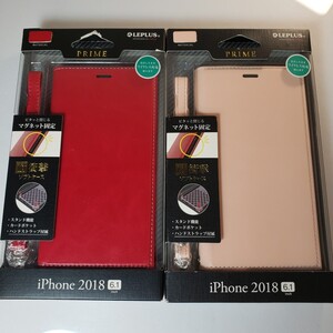 2色セット iPhone XR 手帳型ケース サイドマグネット ストラップ付属 ピンクベージュ レッド