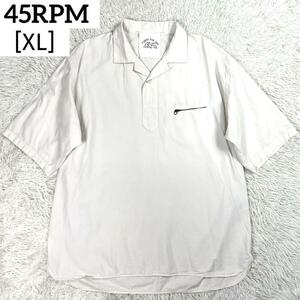 【希少XL・美品】45RPM × MARINE45 薄手コットン プルオーバー 半袖シャツ [5] メンズ ポロシャツ 45r ノースマリンドライブ