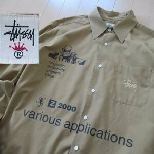 ★即決送込★ STUSSY x futura 90s USA製 白タグ old オールド シャツ 長袖 ステューシー フューチュラ ドレスシャツ ギャルソンシャツ xl