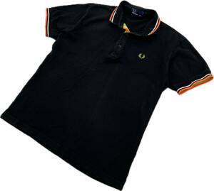 FRED PERRY ☆ カラーリブ◎ 半袖 ポロシャツ ブラック M 春夏 UK スタイル ロック アメカジ ストリート 古着 人気 フレッドペリー■DA282