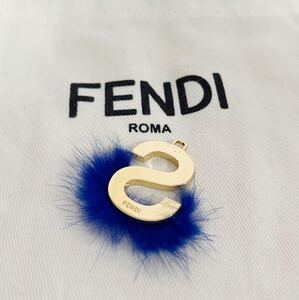 FENDI フェンディ エイビークリック S イニシャルチャーム ペンダントトップ トップのみ ゴールド ネイビー 中古