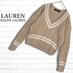 LAUREN RALPH LAUREN ローレン ラルフローレン 近年モデル チルデン コットン カシミヤ ケーブル 編み ニット セーター レディース 1984L