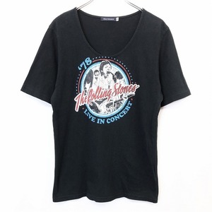 アーバンリサーチ URBAN RESEARCH Tシャツ プリント The Rolling Stones ローリングストーンズ Uネック 半袖 綿100% 38 黒 レディース