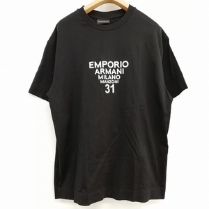 エンポリオアルマーニ EMPORIO ARMANI Tシャツ 2019 半袖 カットソー クルーネック プリント ブラック コットン S メンズ