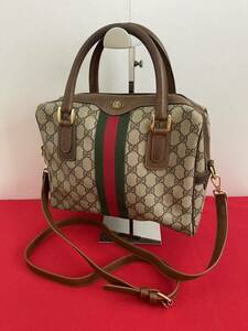 GUCCI オールドグッチ ヴィンテージ シェリーライ2WAYボストンバッグ インターロッキング