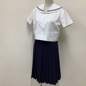 (Y)I711 (中古) 山形方面 校名不明 セーラー服 上下セット /希少/L/W69/セーラー/スカート/Matsuzakaya/茶3本/夏服/制服/中学/高校/学生服/