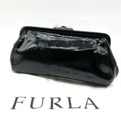 FURLA フルラ クラッチバッグ  レザー がま口 ブラック