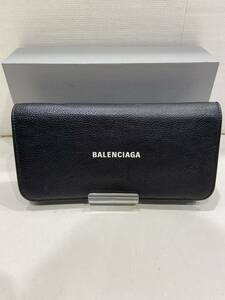 【BALENCIAGA バレンシアガ】 594289 ville continental 長財布 レザー ブラック 無地 ラグジュアリー 箱 袋あり 2409oki k