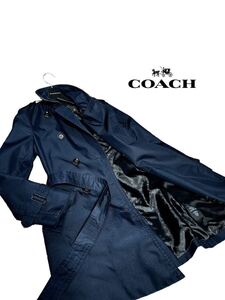 新品同様◆ COACH コーチ ◆トレンチコート スプリングコート ロング コート シグネチャー　サイズ L相当