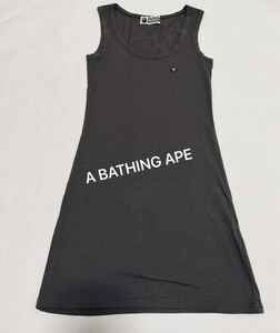 A BATHING APE エイプロング丈ストレッチ タンクトップブラウン茶色フリーサイズ ワンピース