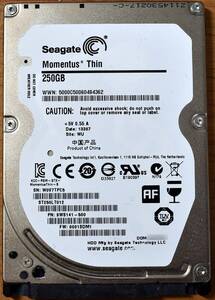 Seagate ST250LT012 [250GB 2.5インチ 7mm SATA HDD 2013年製 使用時間 16580H (Cristal DiscInfo 正常) (管:KH580