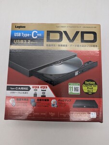 送料込み 美品 Logitec ロジテック 外付け DVDドライブ USB3.2(Gen1) USB Type Cケーブル付 M-DISC対応 LDR-PML8U3CVBK ブラック BLACK 黒