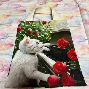 ④ねこのトートバッグ　 ハンドメイド