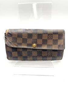 【送料無料　使用感大】LOUIS VUITTON　ルイヴィトン　ダミエ ポルトフォイユサラ エベヌ N63209 ブラウン　シリアル：CA1011