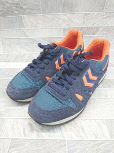 ◇ hummel ヒュンメル ローカット カジュアル スニーカー シューズ サイズ25.5cm ネイビー オレンジ メンズ P